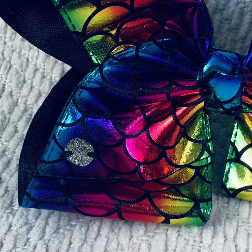 JoJo Siwa Hair Bow Girls Rainbow Mermaid Scale Metallic Oversized Alligator Clip